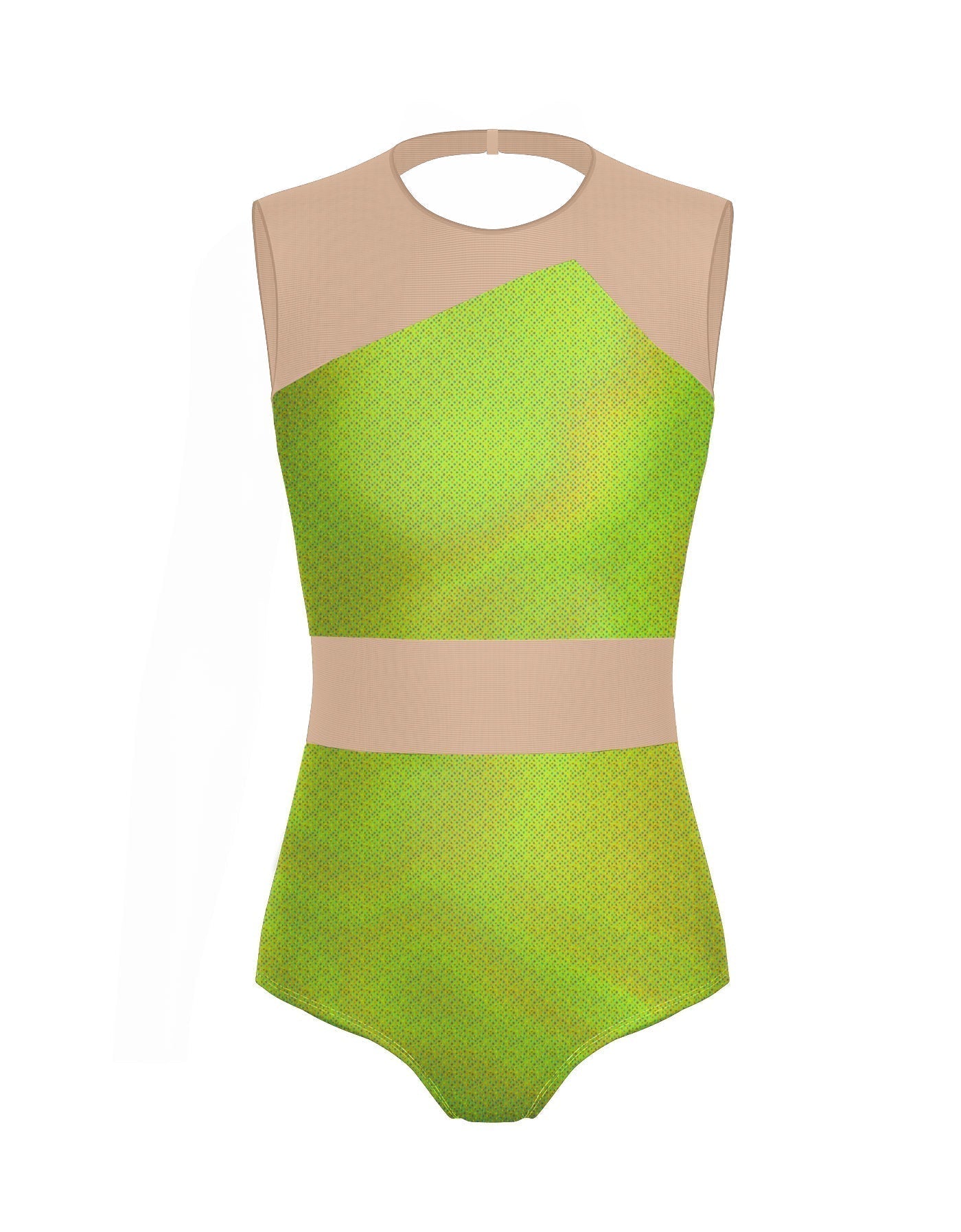 Hologram Defined Leotard Nude Mesh
