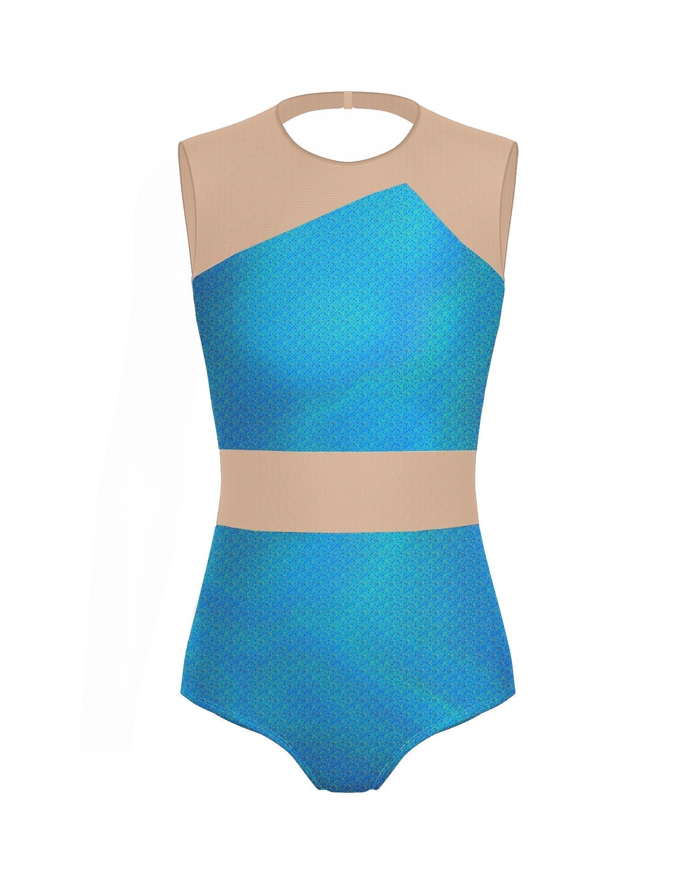 Hologram Defined Leotard Nude Mesh