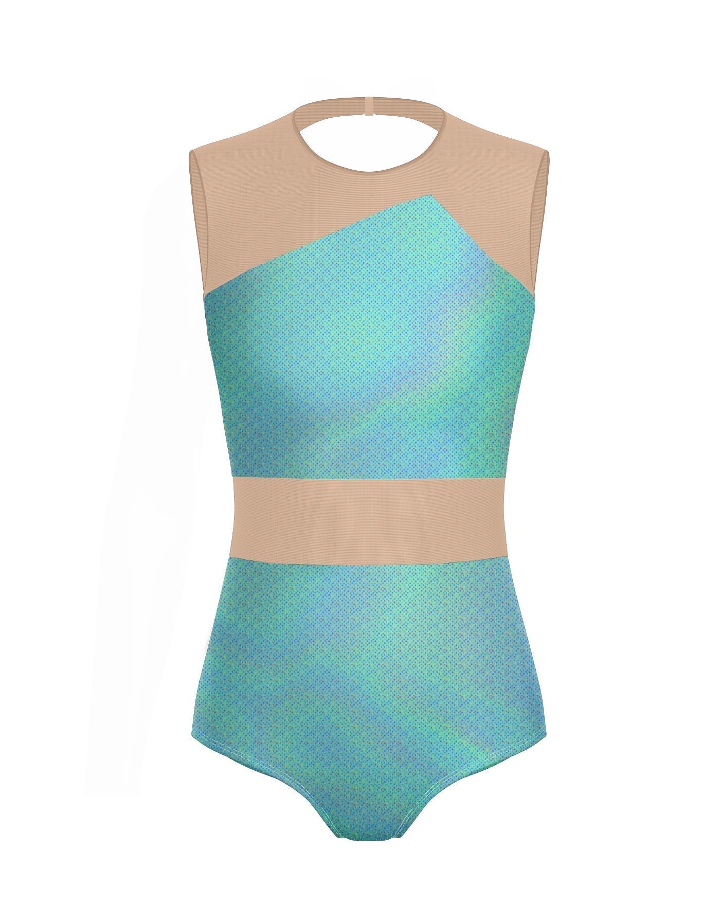 Hologram Defined Leotard Nude Mesh