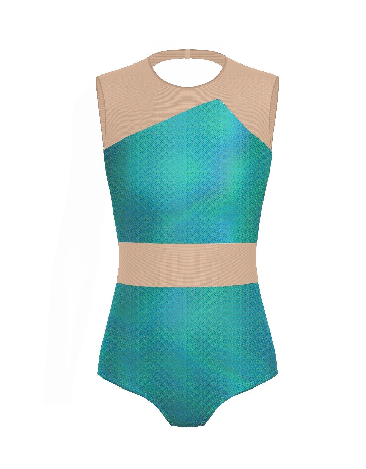 Hologram Defined Leotard Nude Mesh