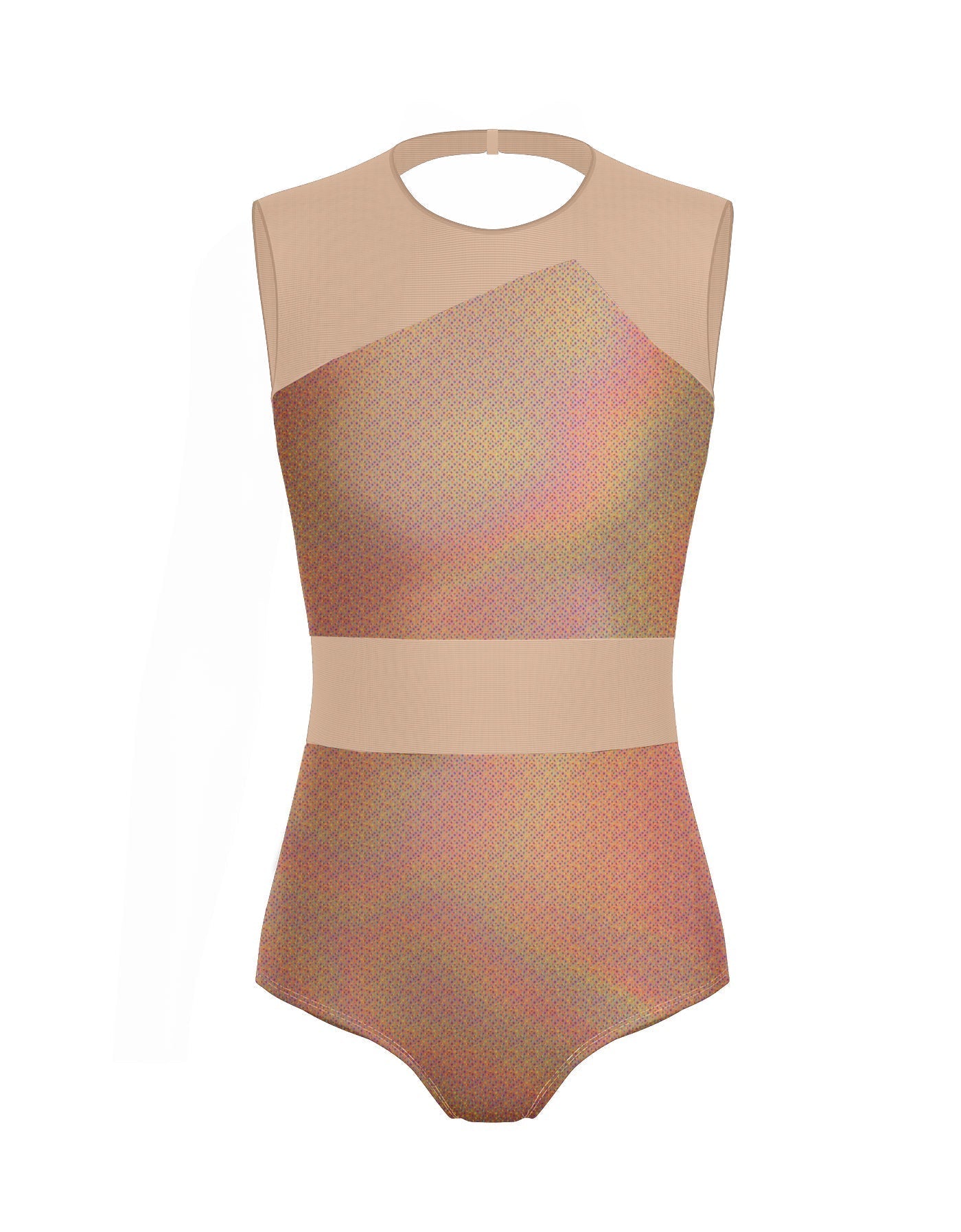 Hologram Defined Leotard Nude Mesh