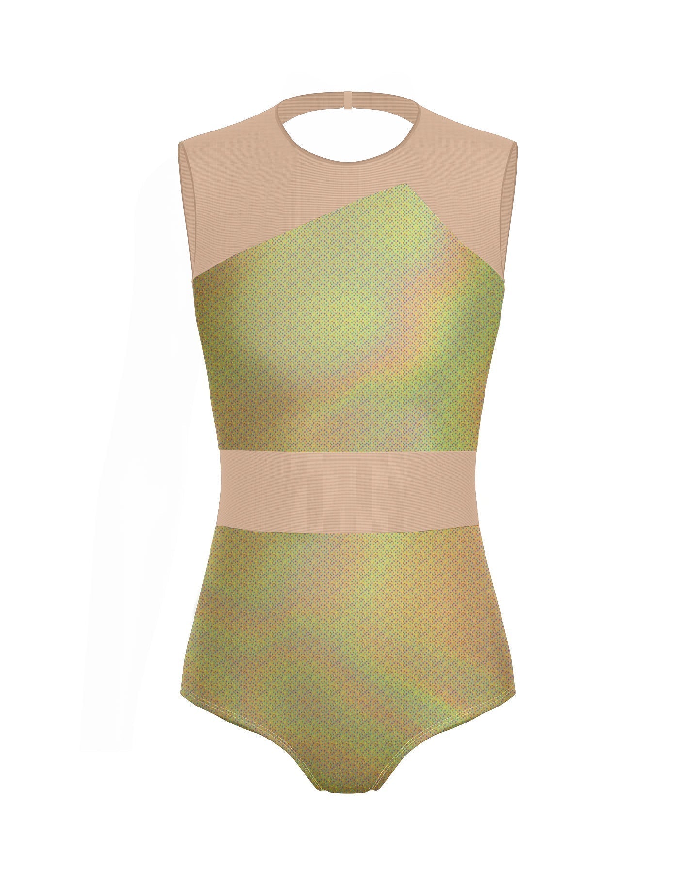 Hologram Defined Leotard Nude Mesh