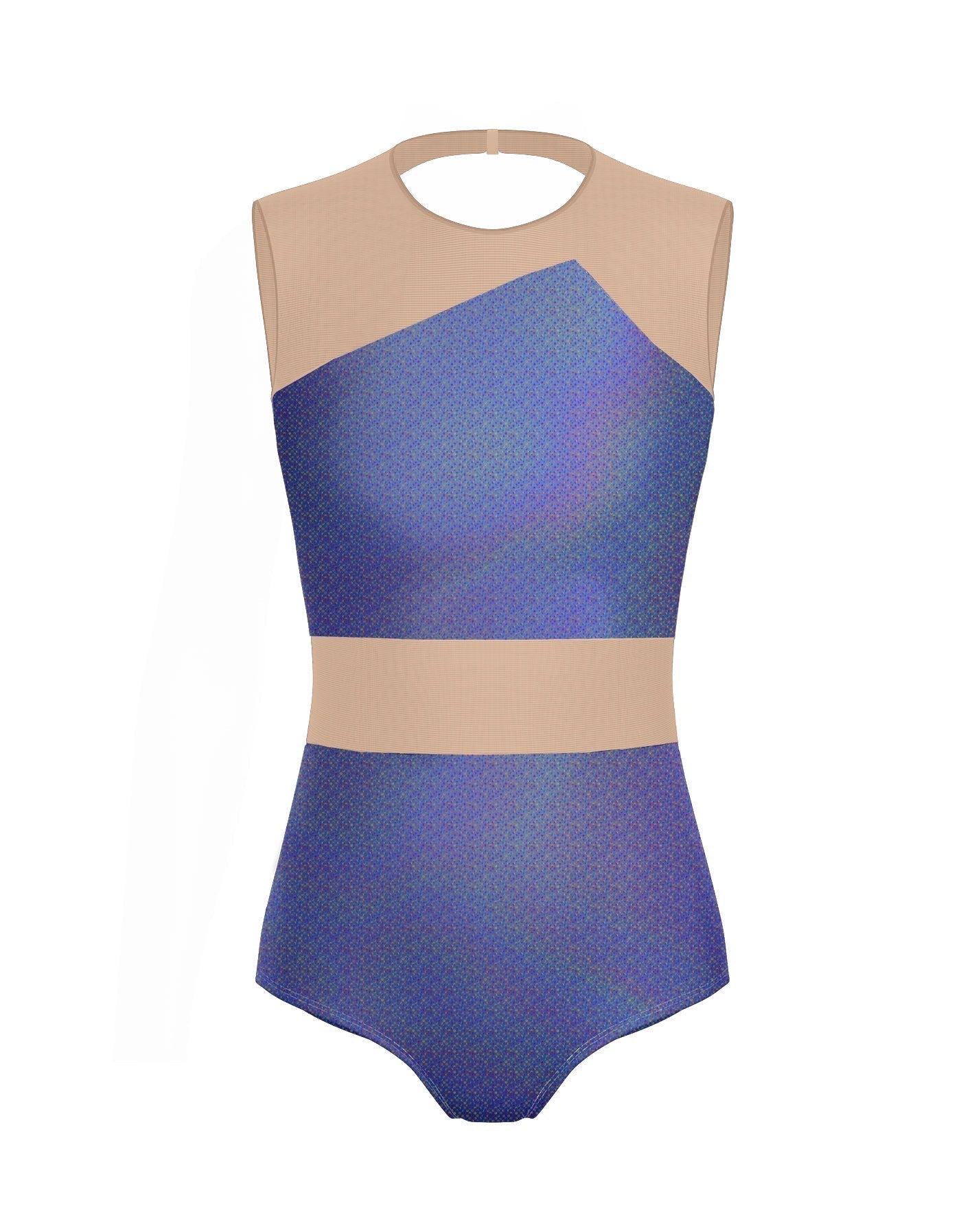 Hologram Defined Leotard Nude Mesh