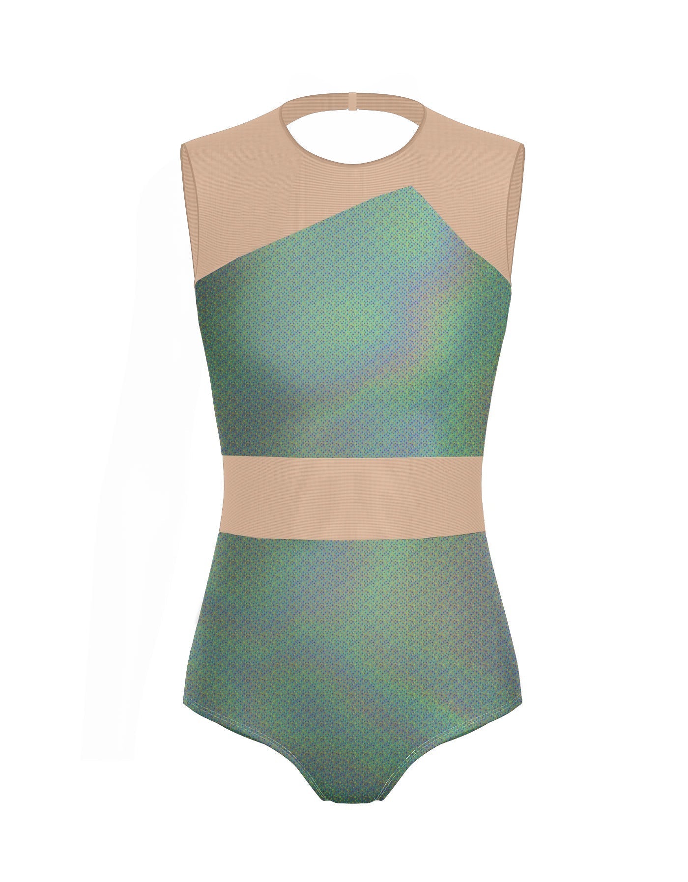 Hologram Defined Leotard Nude Mesh