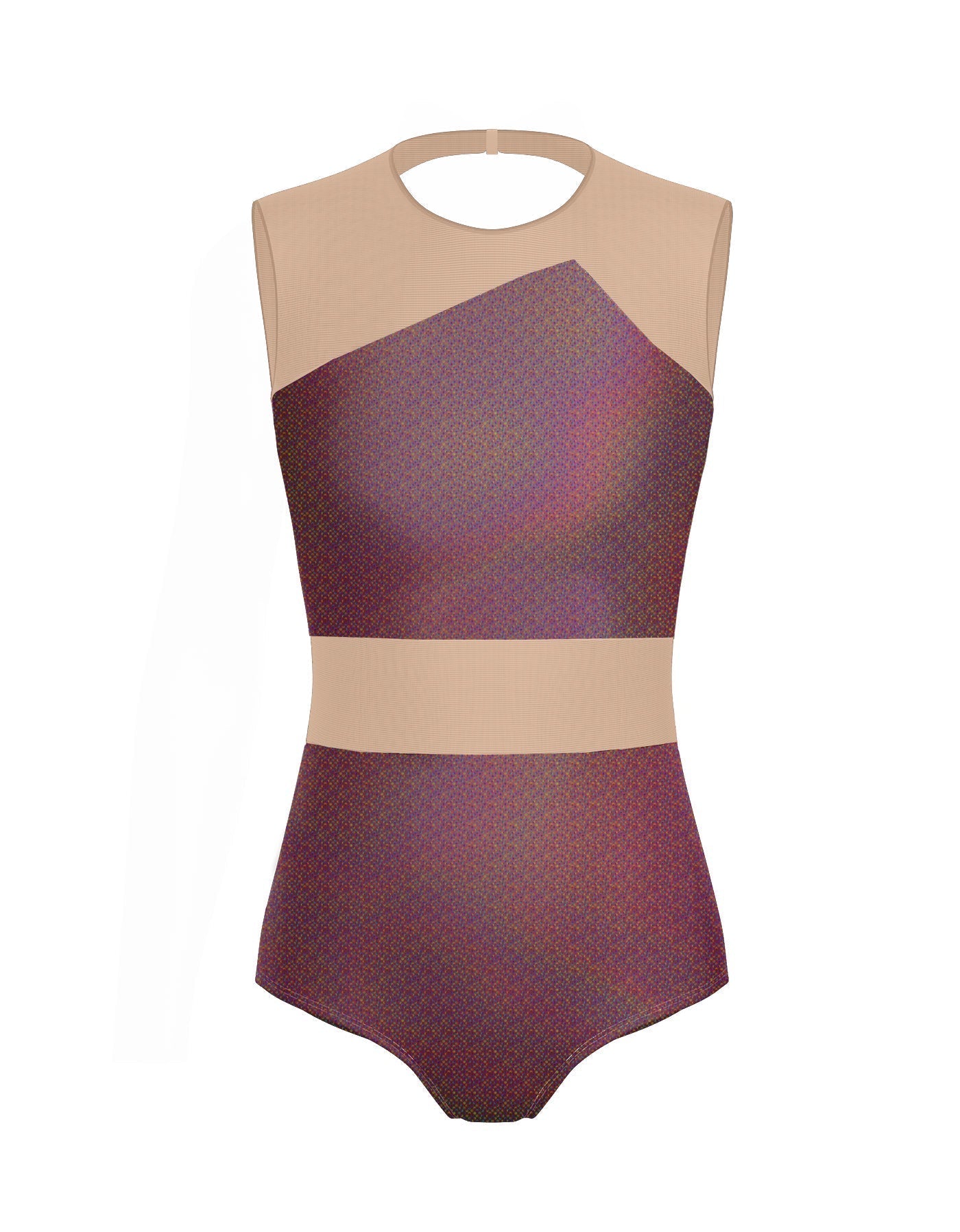 Hologram Defined Leotard Nude Mesh