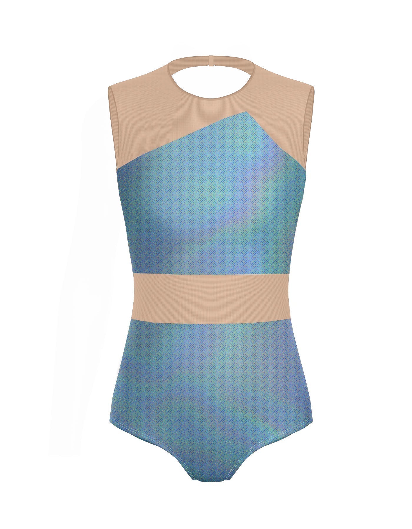 Hologram Defined Leotard Nude Mesh