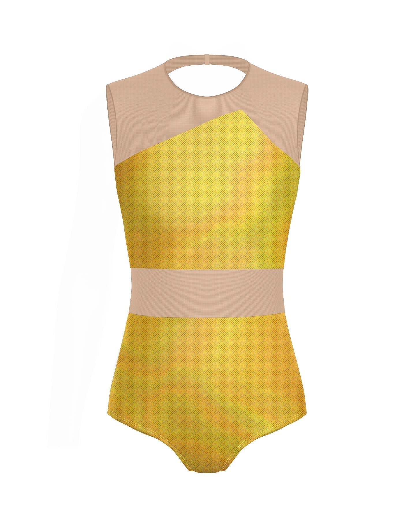 Hologram Defined Leotard Nude Mesh