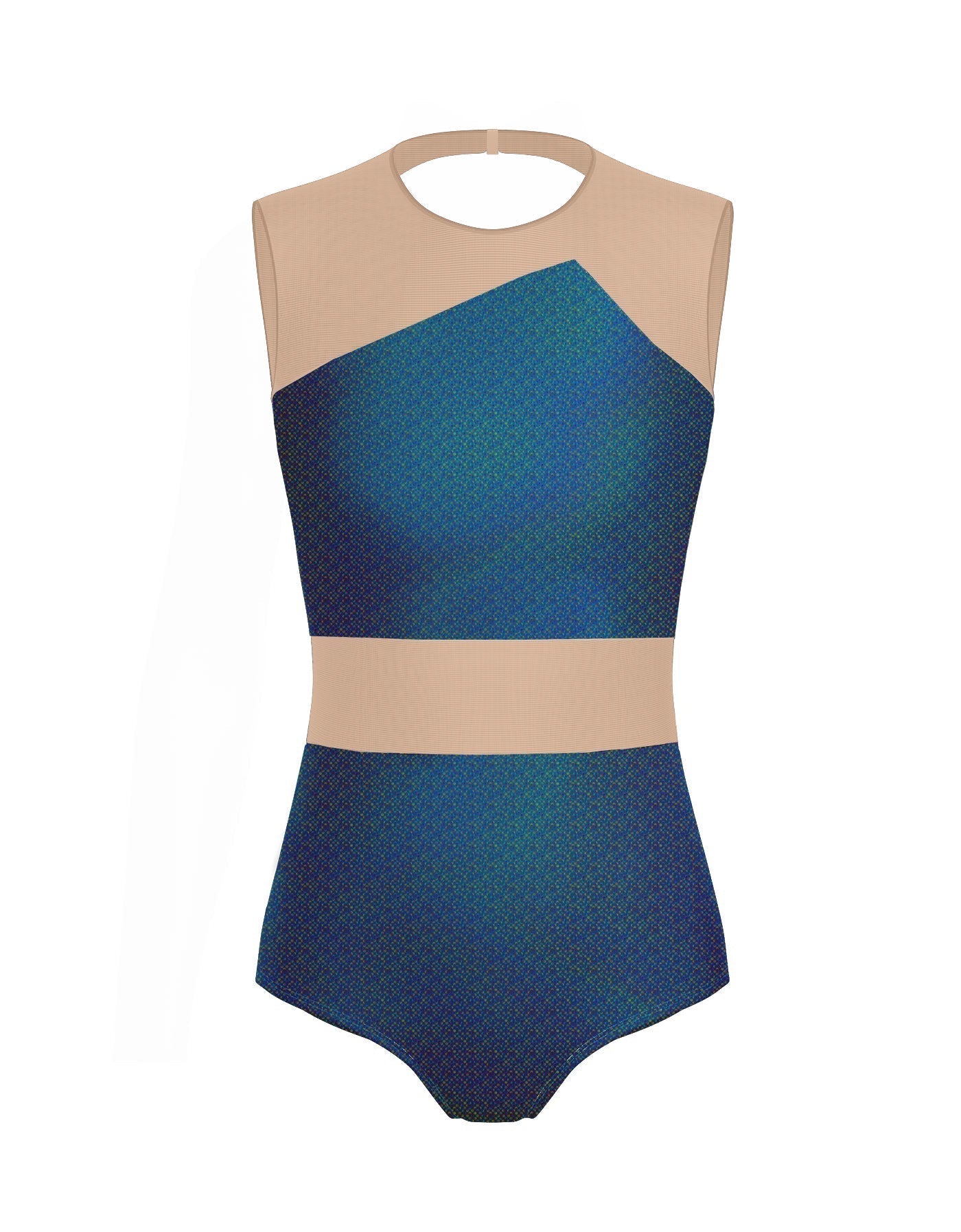 Hologram Defined Leotard Nude Mesh