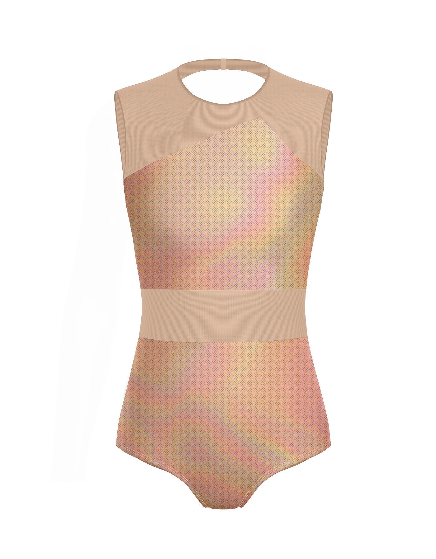 Hologram Defined Leotard Nude Mesh
