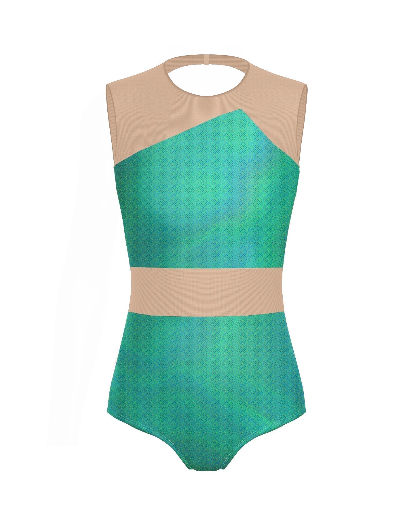 Hologram Defined Leotard Nude Mesh