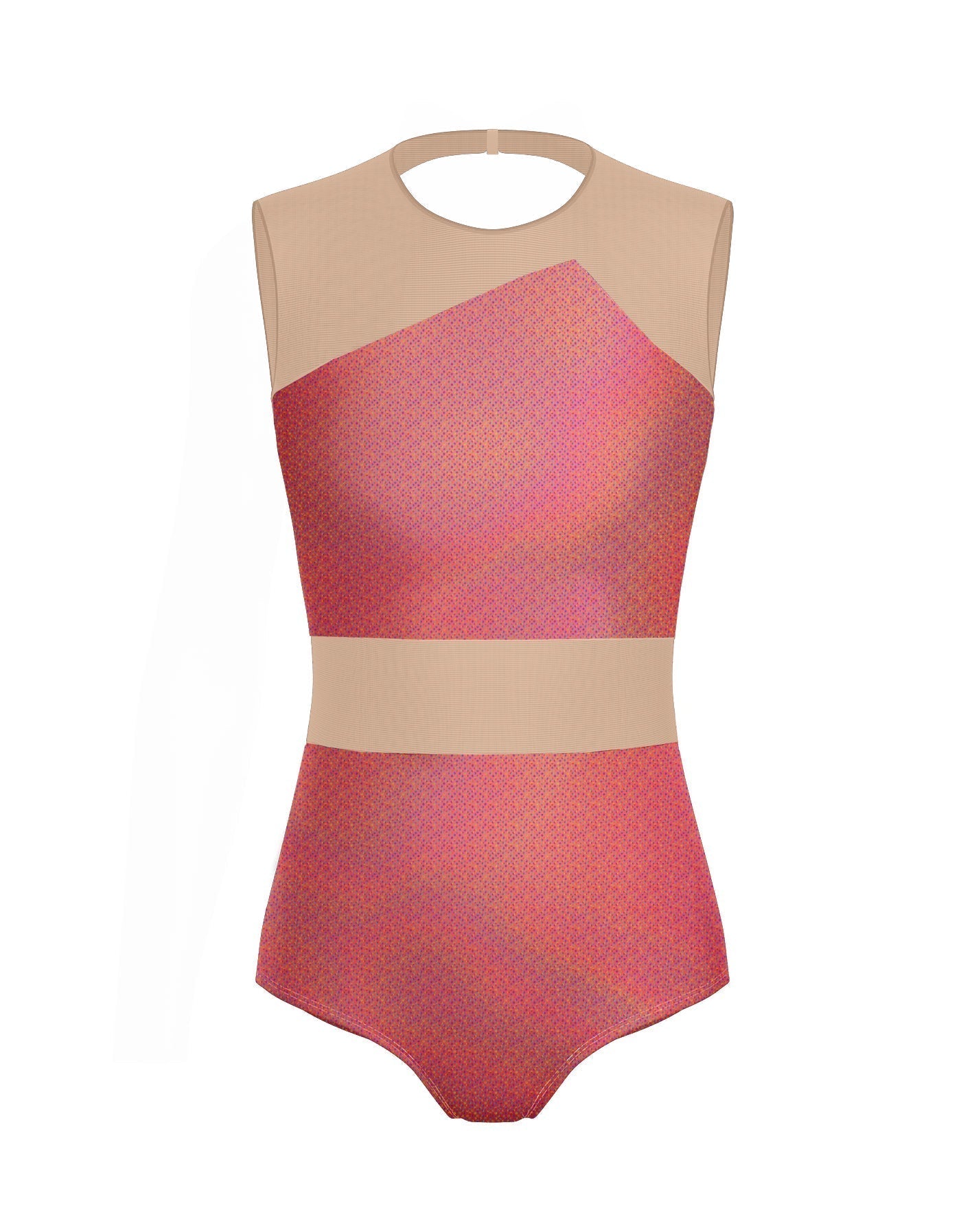 Hologram Defined Leotard Nude Mesh