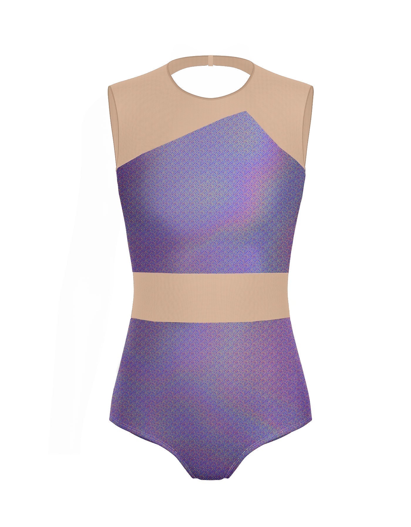 Hologram Defined Leotard Nude Mesh