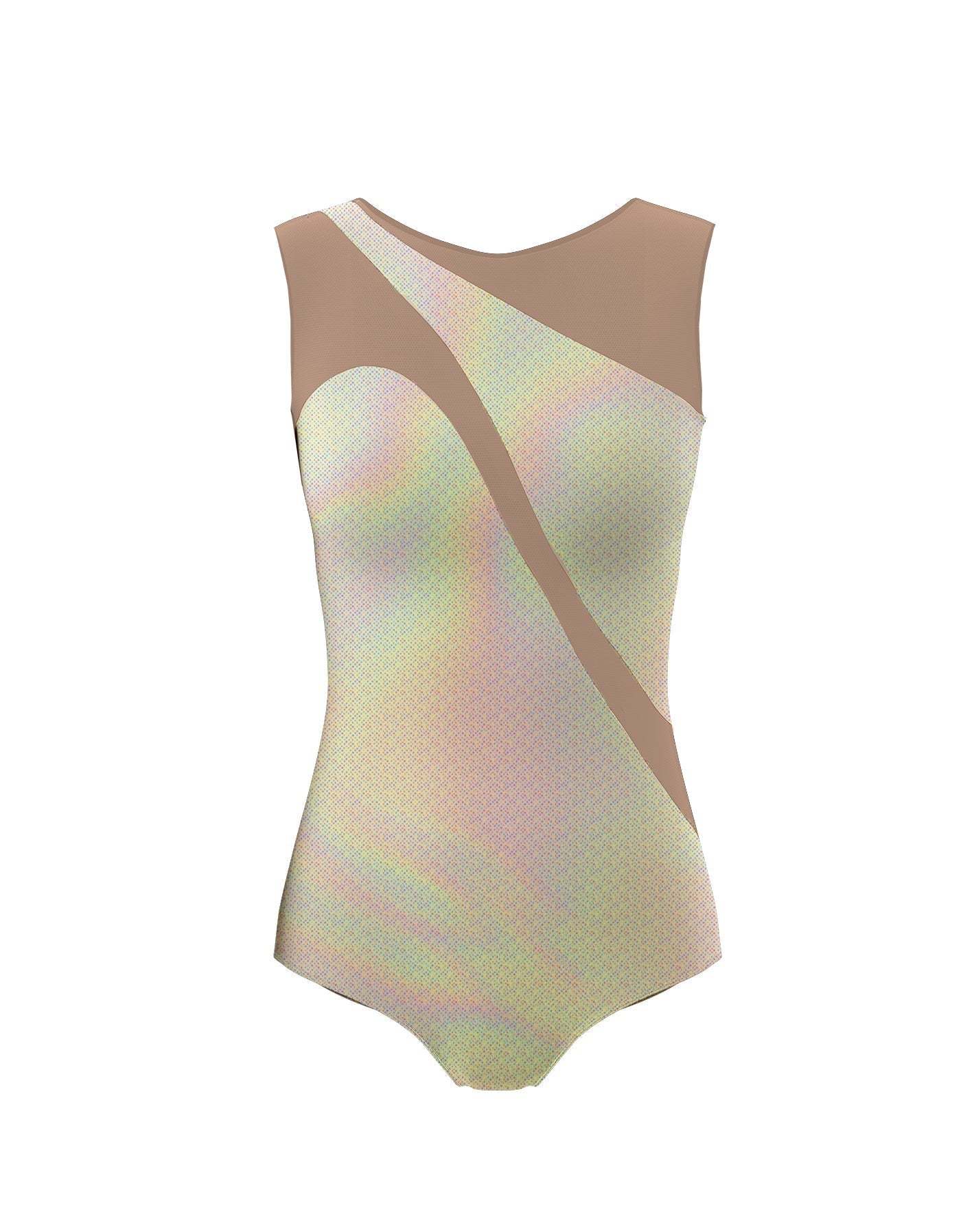 Hologram Sleeveless Spectral Leotard Nude Mesh