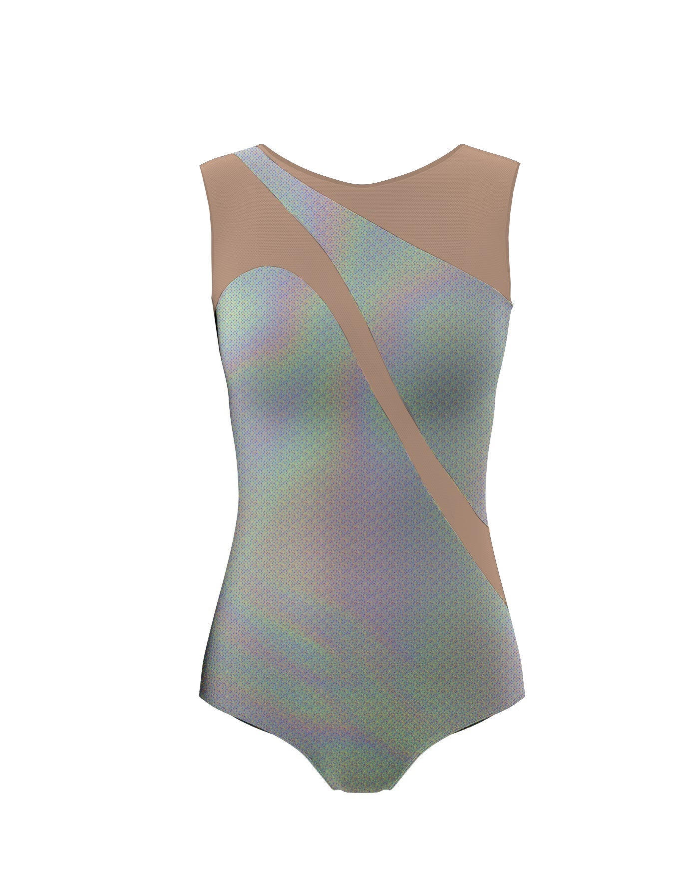 Hologram Sleeveless Spectral Leotard Nude Mesh