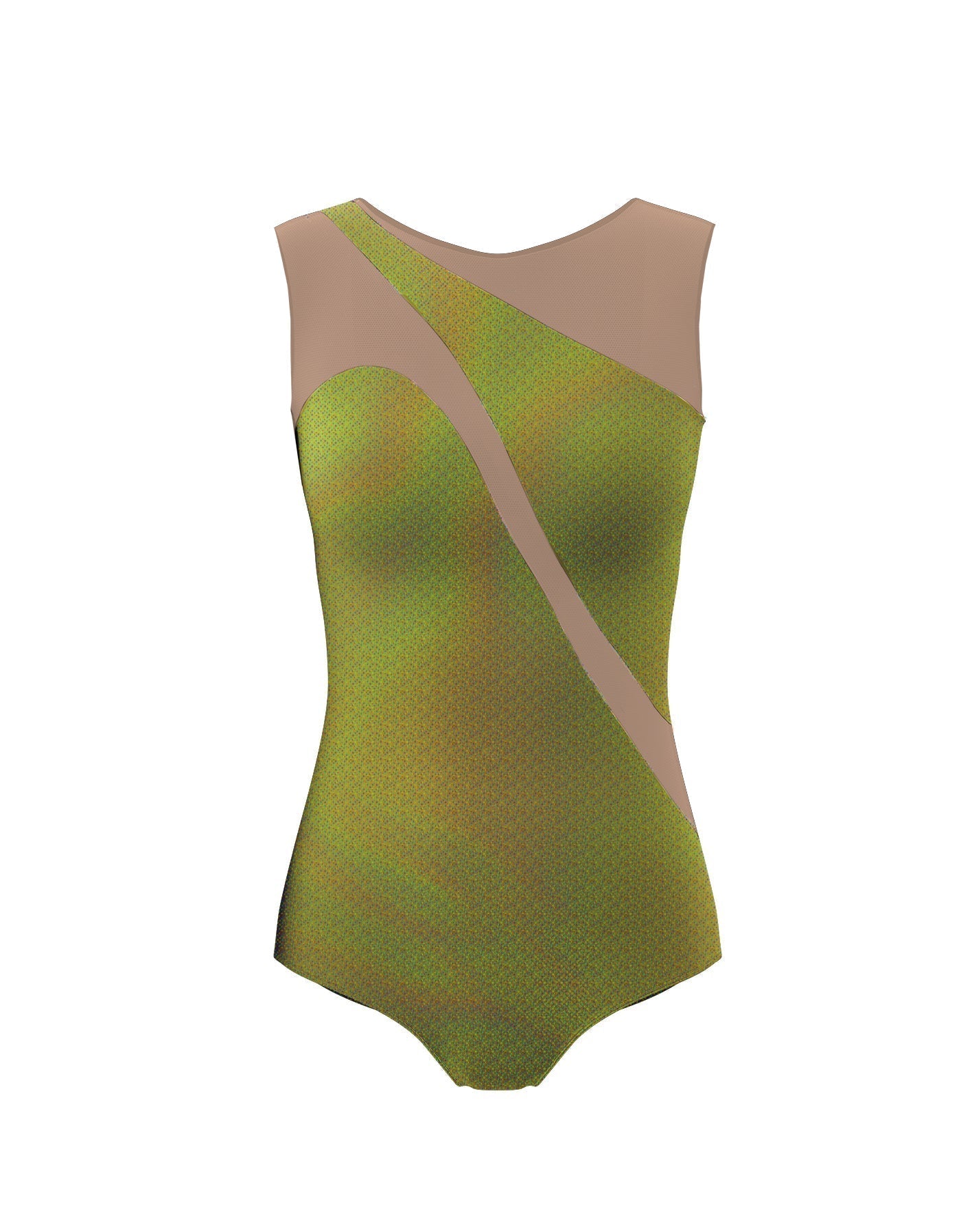 Hologram Sleeveless Spectral Leotard Nude Mesh