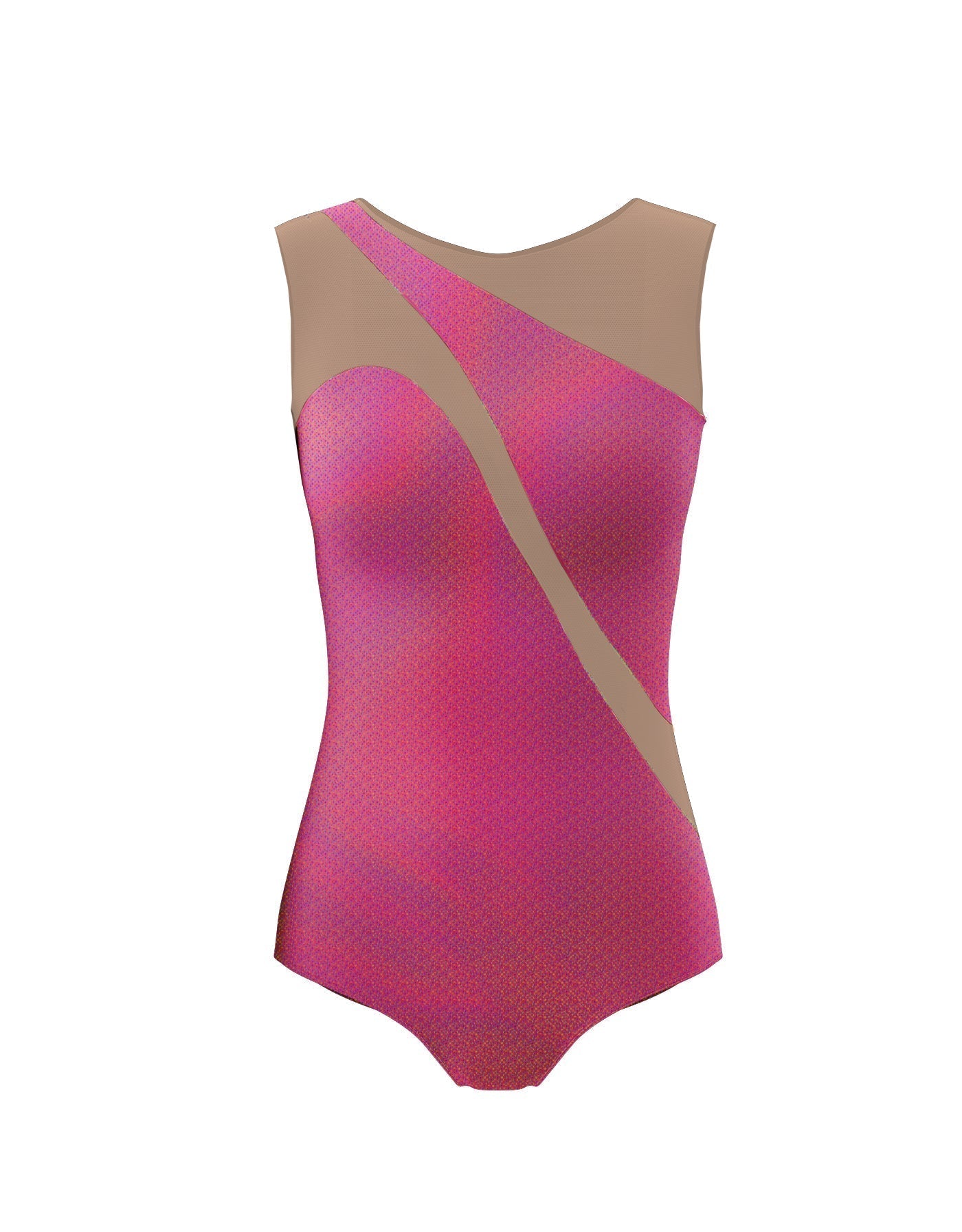 Hologram Sleeveless Spectral Leotard Nude Mesh