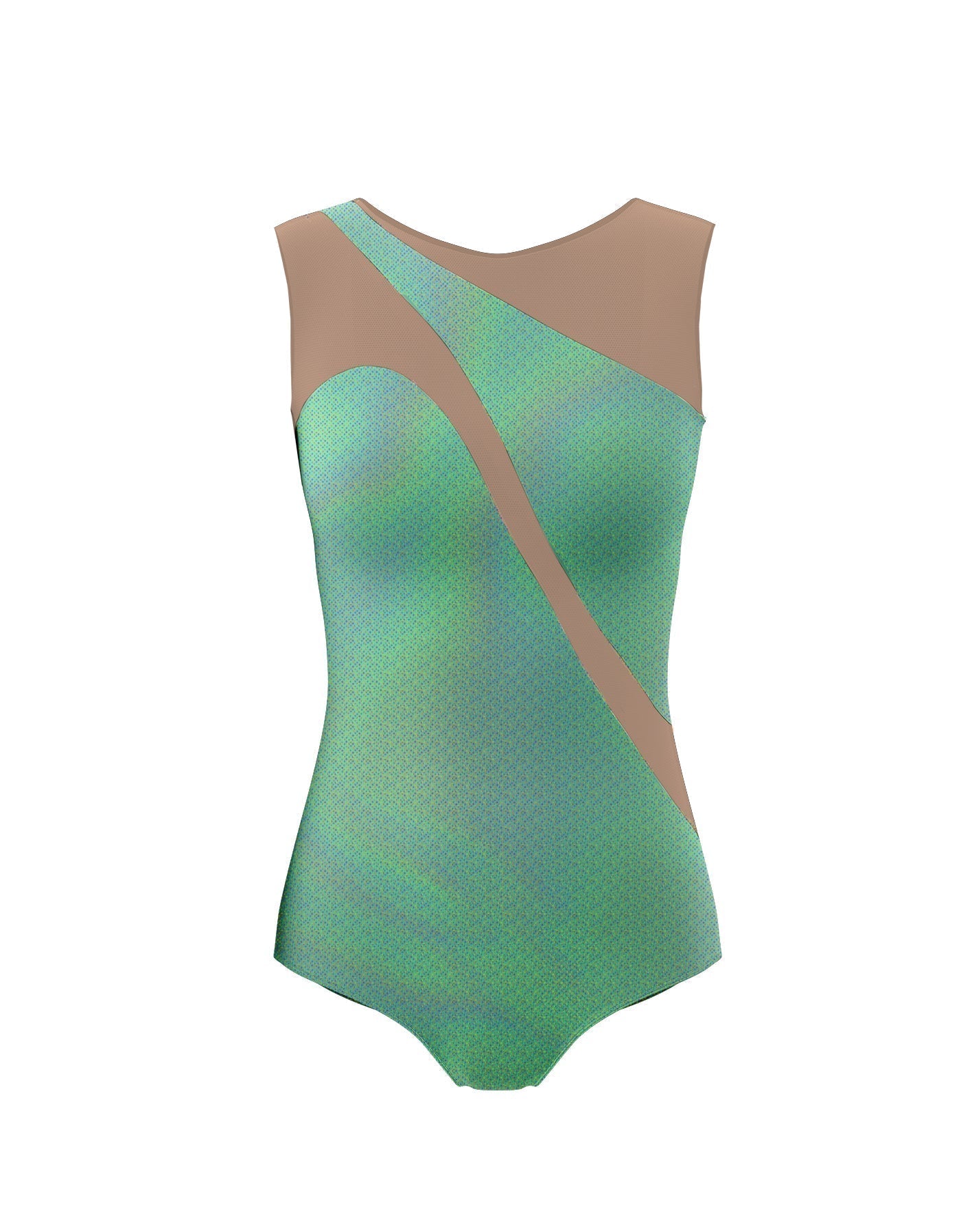 Hologram Sleeveless Spectral Leotard Nude Mesh