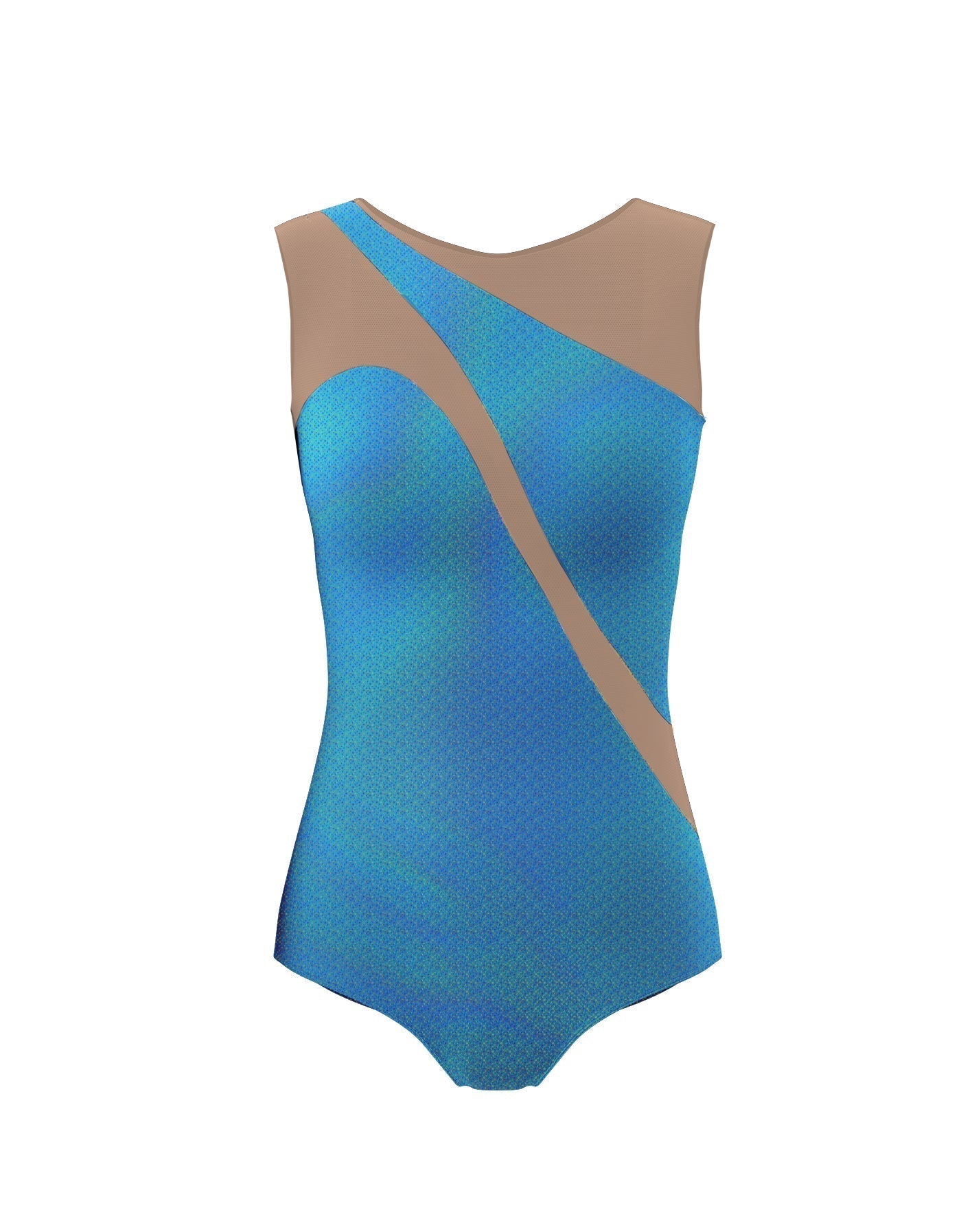 Hologram Sleeveless Spectral Leotard Nude Mesh