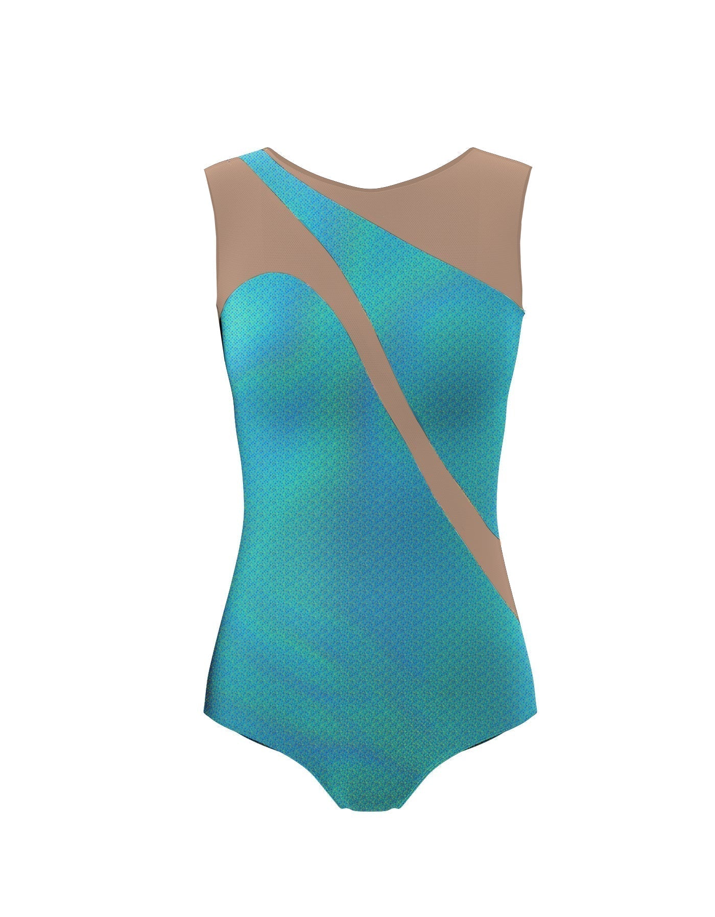 Hologram Sleeveless Spectral Leotard Nude Mesh