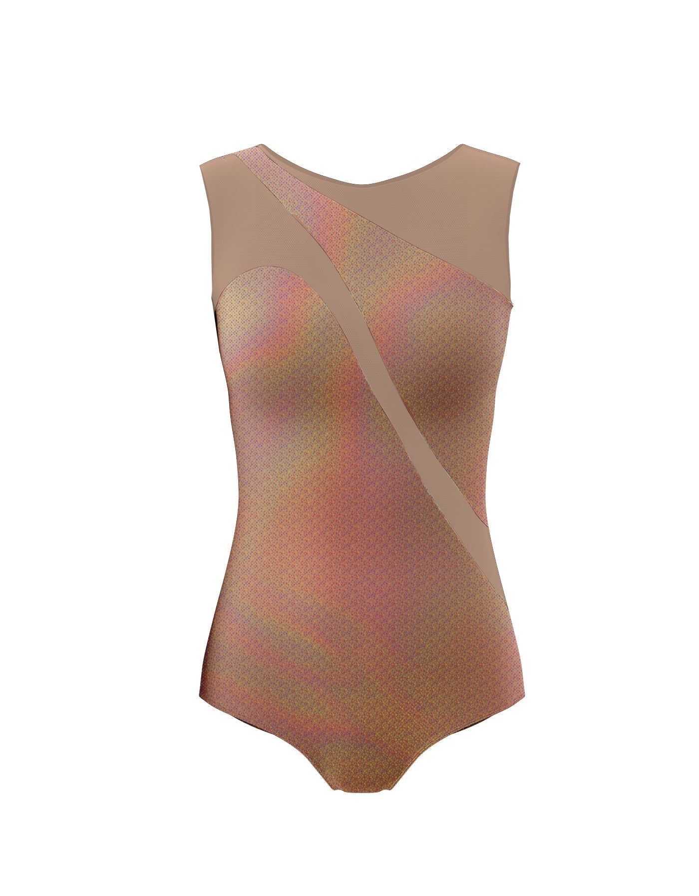 Hologram Sleeveless Spectral Leotard Nude Mesh
