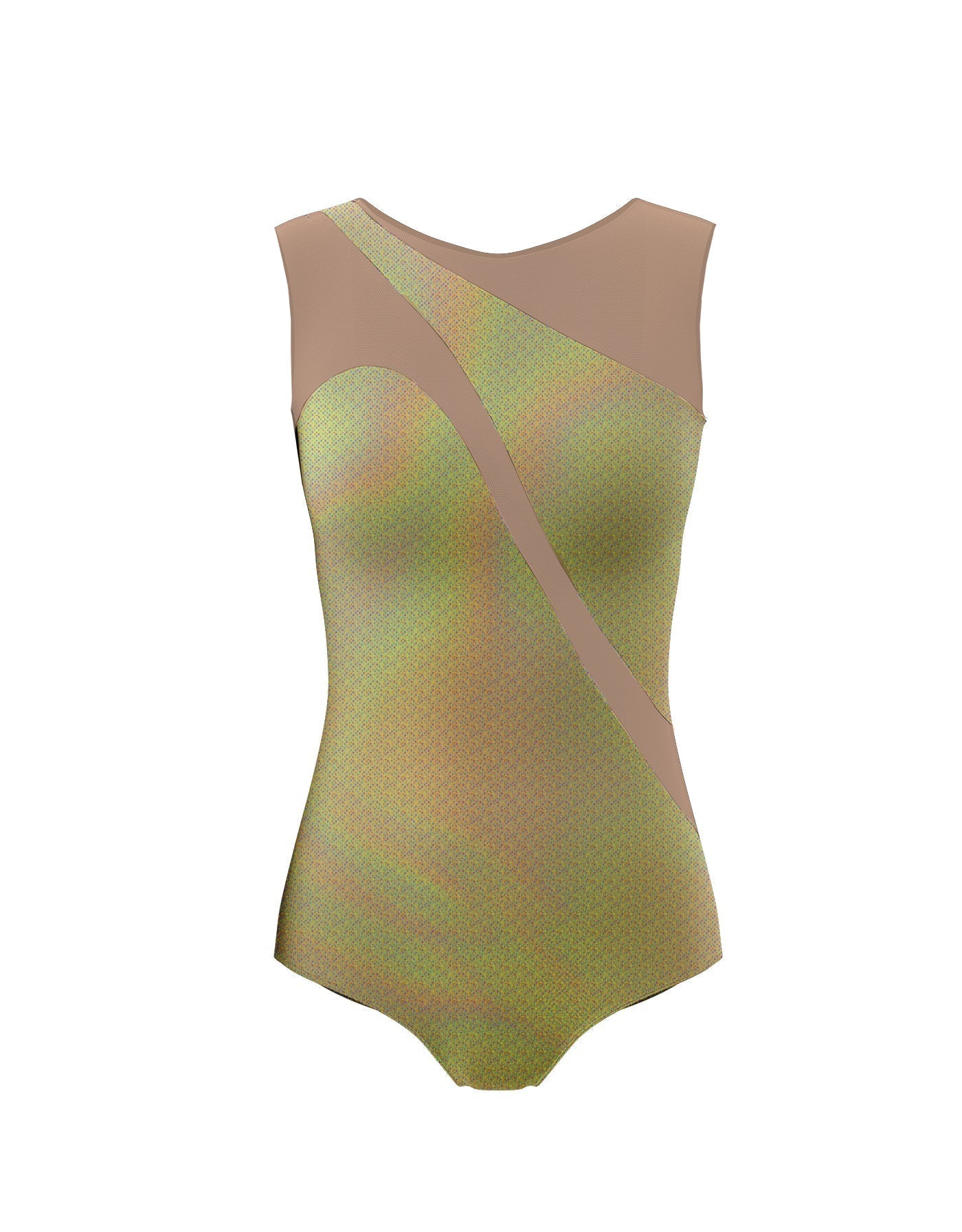 Hologram Sleeveless Spectral Leotard Nude Mesh
