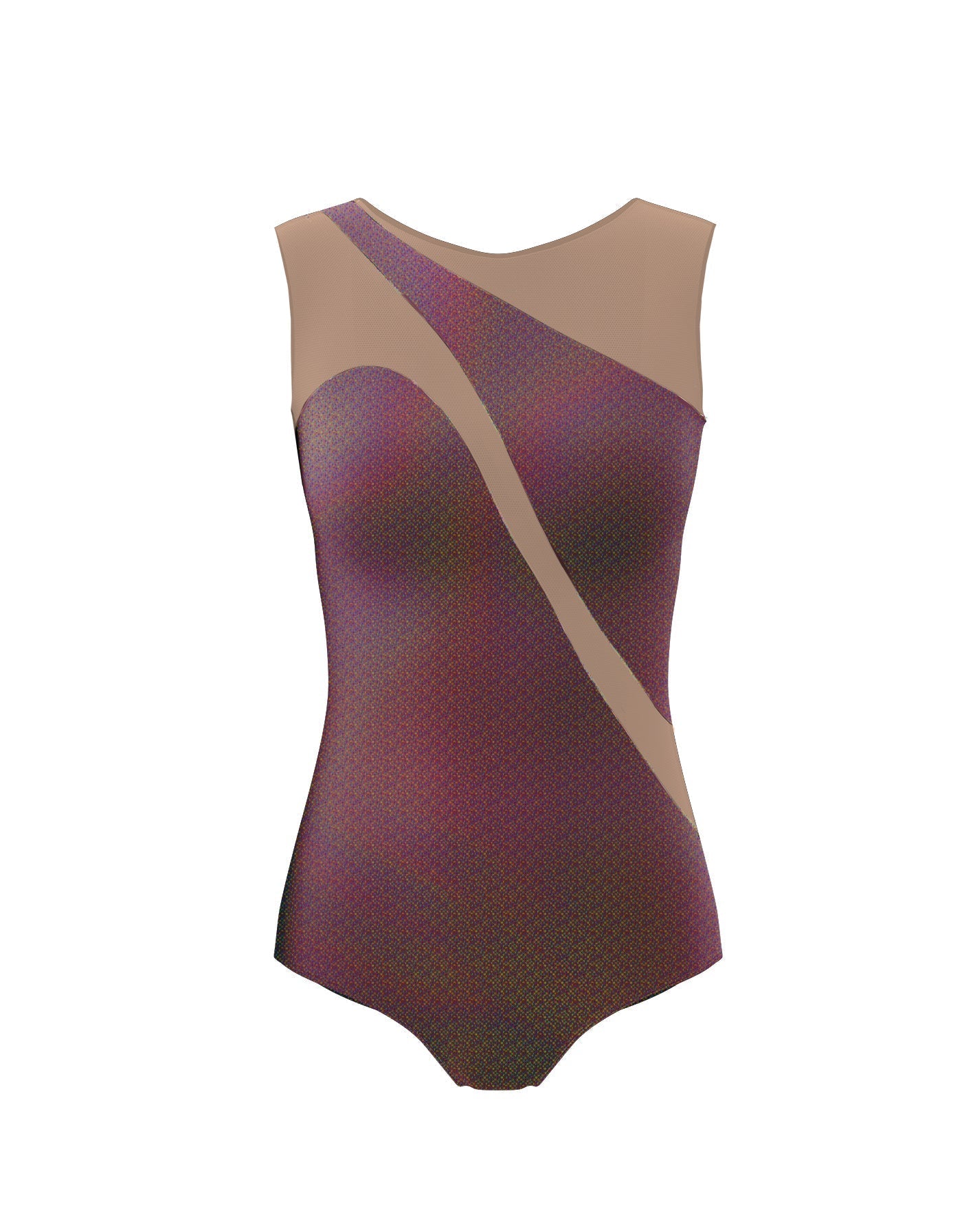 Hologram Sleeveless Spectral Leotard Nude Mesh