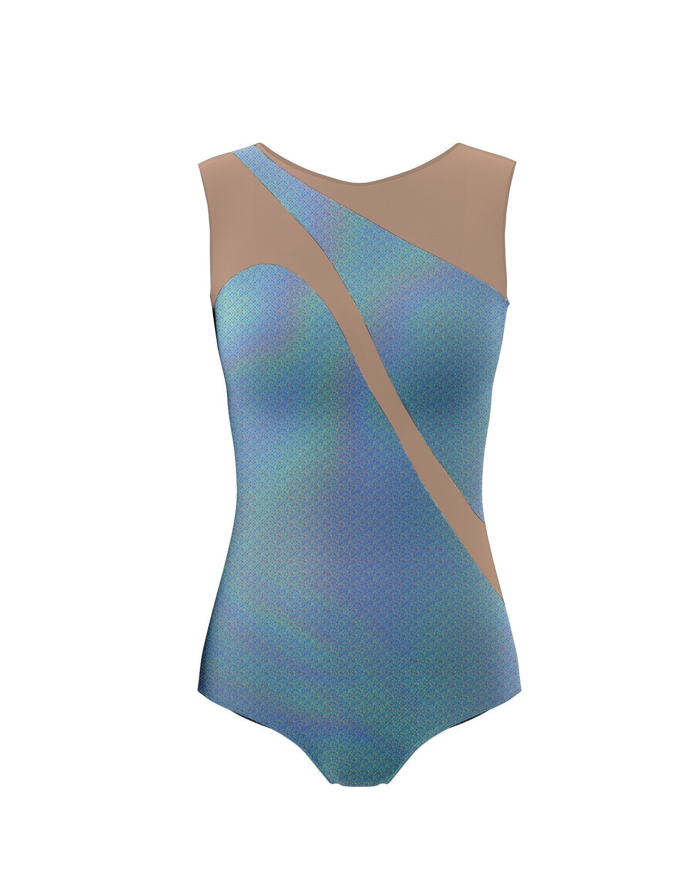 Hologram Sleeveless Spectral Leotard Nude Mesh