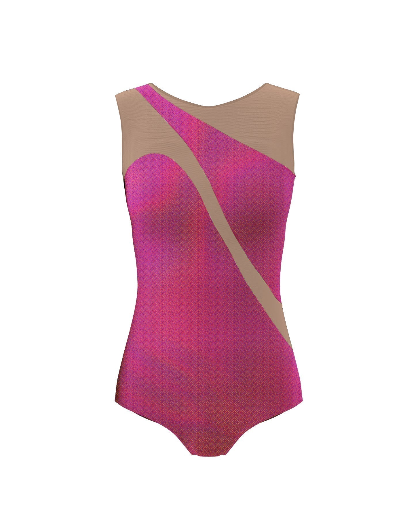 Hologram Sleeveless Spectral Leotard Nude Mesh