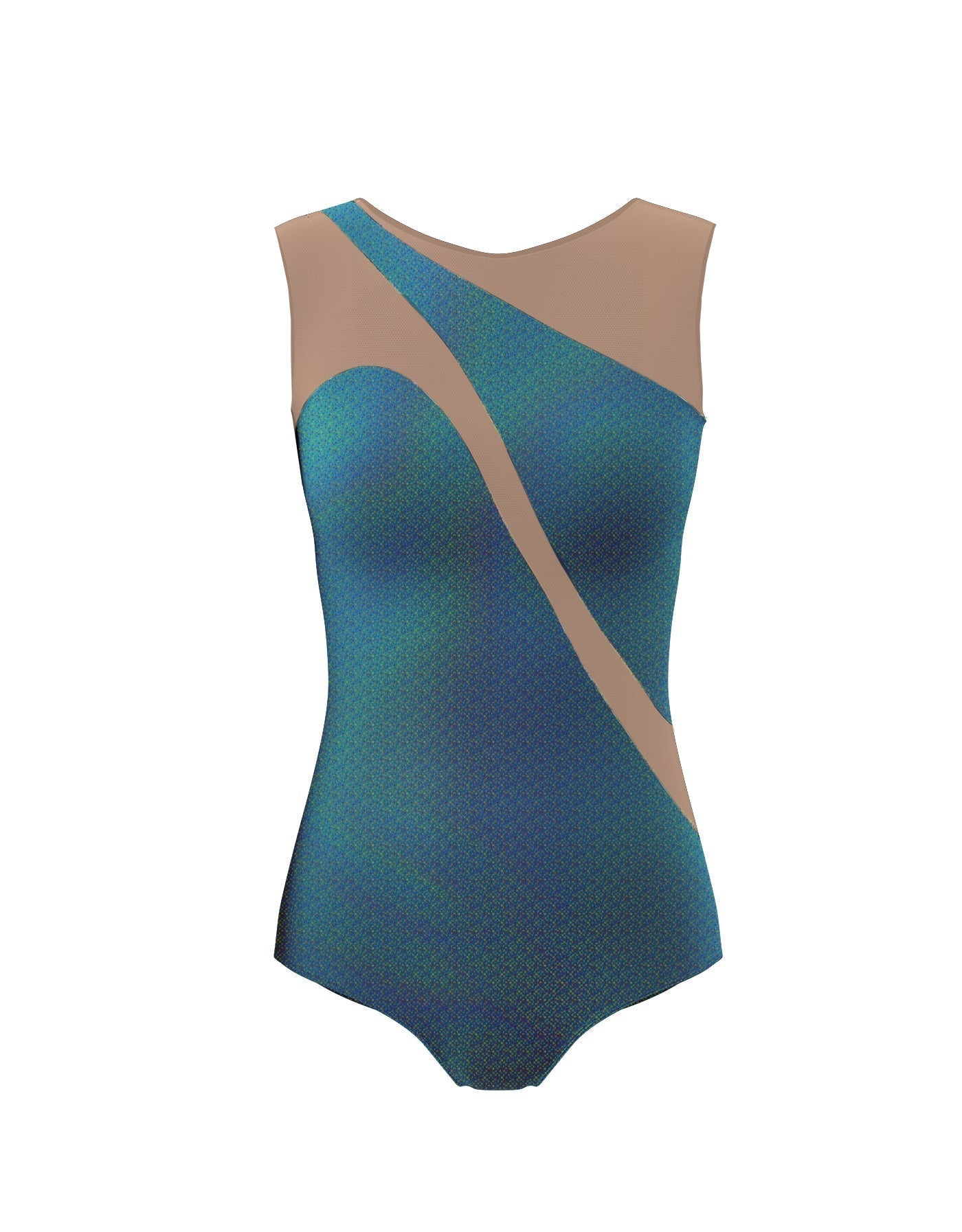 Hologram Sleeveless Spectral Leotard Nude Mesh