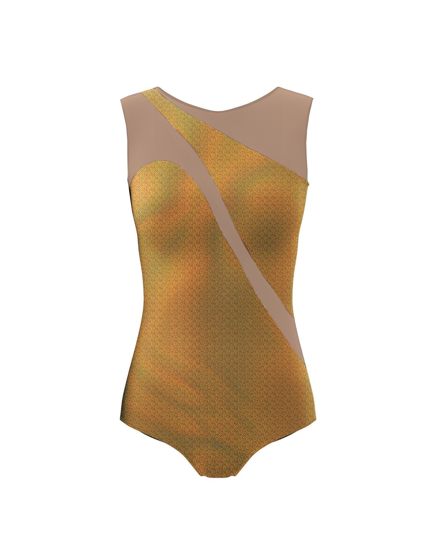 Hologram Sleeveless Spectral Leotard Nude Mesh