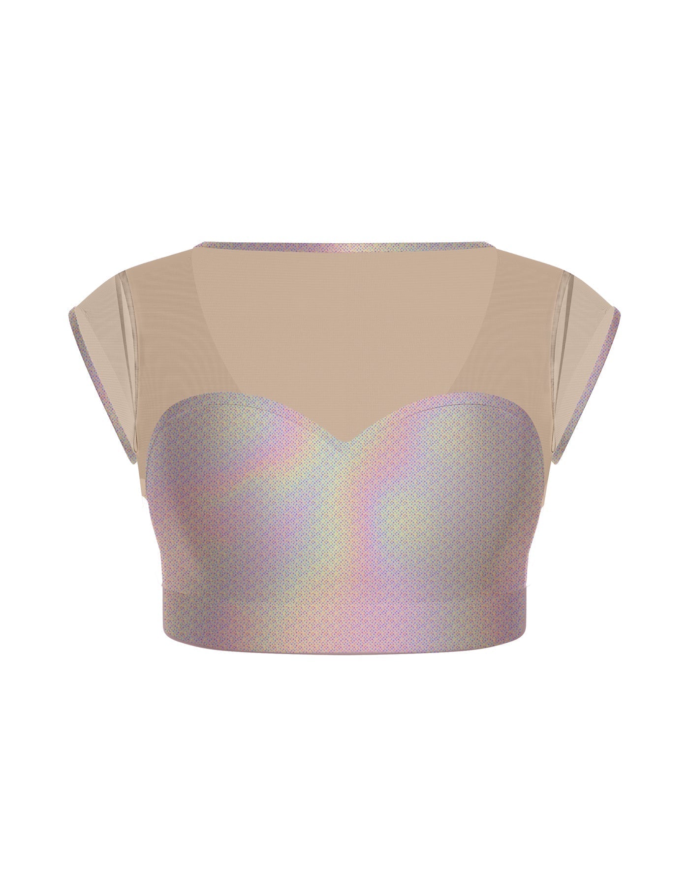 Hologram Mesh Bow Back Crop Top