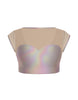 Hologram Mesh Bow Back Crop Top