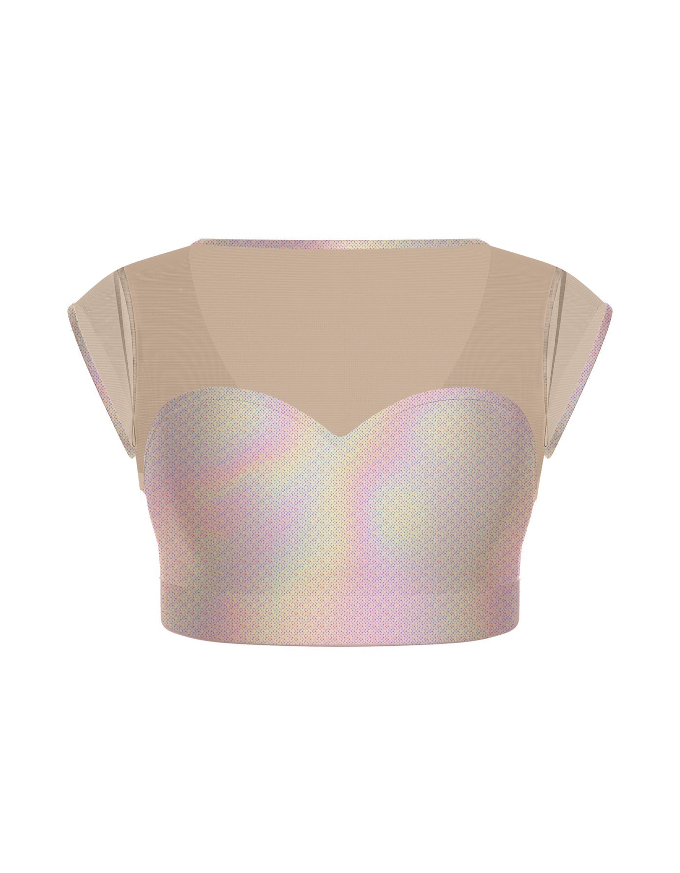 Hologram Mesh Bow Back Crop Top