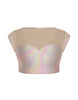 Hologram Mesh Bow Back Crop Top