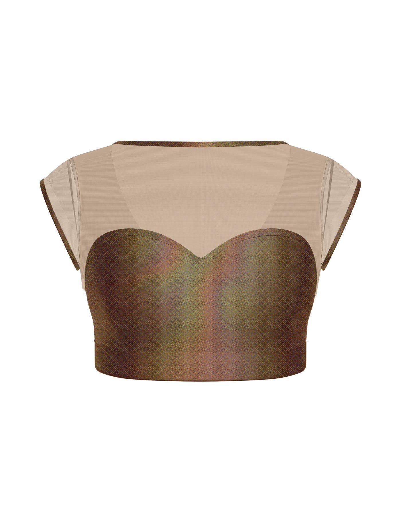 Hologram Mesh Bow Back Crop Top