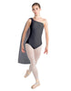 Solid Lycra One Shoulder Leotard with Chiffon Sash