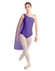 Solid Lycra One Shoulder Leotard with Chiffon Sash