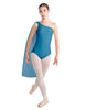 Solid Lycra One Shoulder Leotard with Chiffon Sash