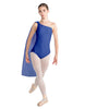 Solid Lycra One Shoulder Leotard with Chiffon Sash