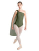 Solid Lycra One Shoulder Leotard with Chiffon Sash