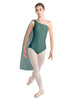 Solid Lycra One Shoulder Leotard with Chiffon Sash