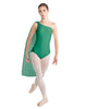 Solid Lycra One Shoulder Leotard with Chiffon Sash