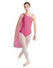 Solid Lycra One Shoulder Leotard with Chiffon Sash