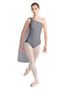 Solid Lycra One Shoulder Leotard with Chiffon Sash