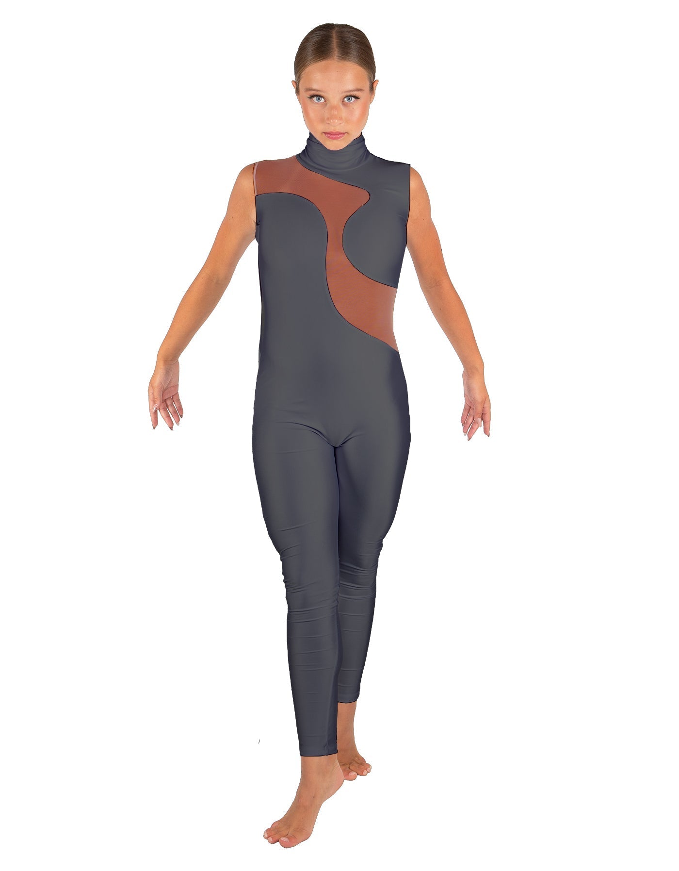 Solid Lycra Shadows Sleeveless TNeck Unitard