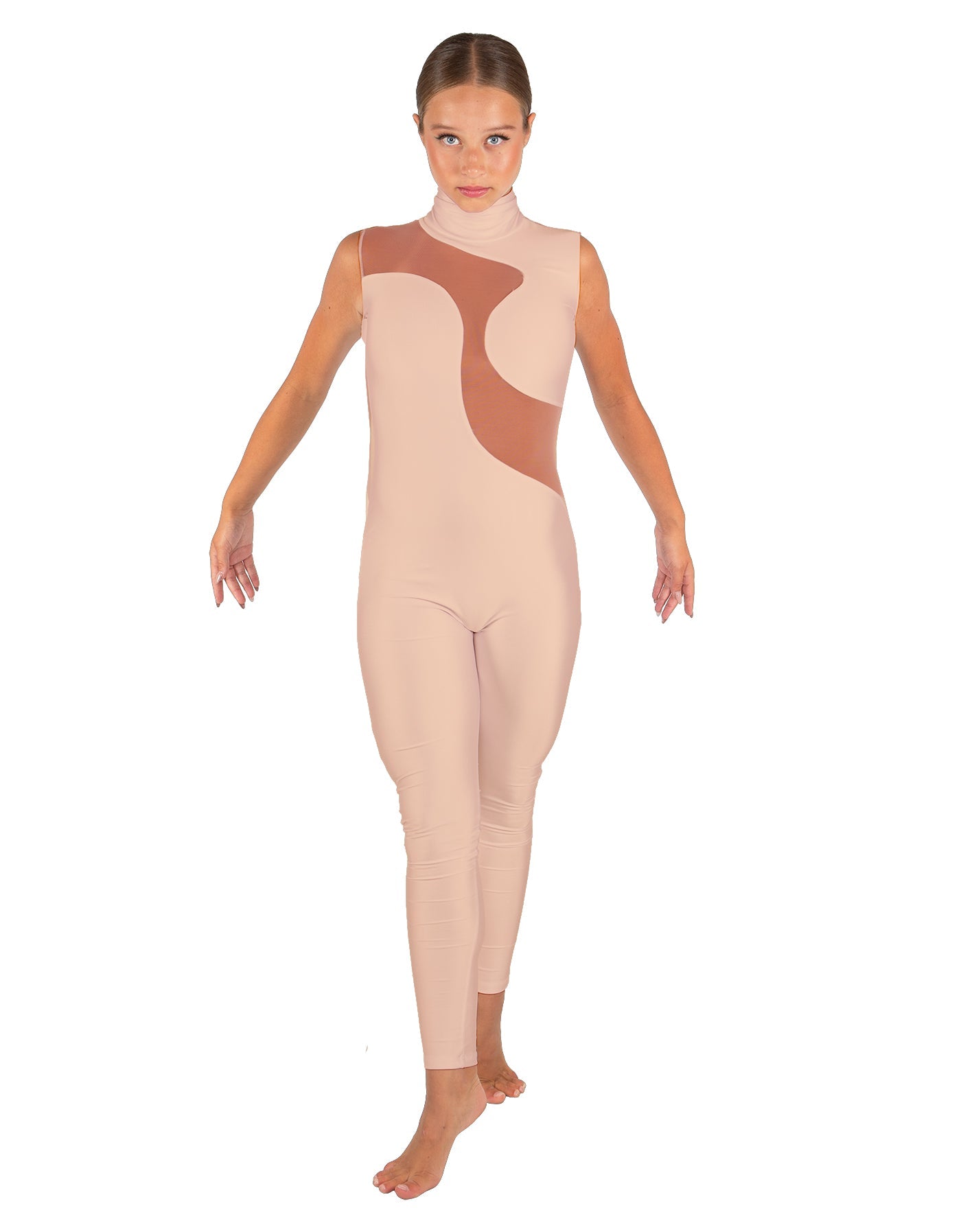 Solid Lycra Shadows Sleeveless TNeck Unitard