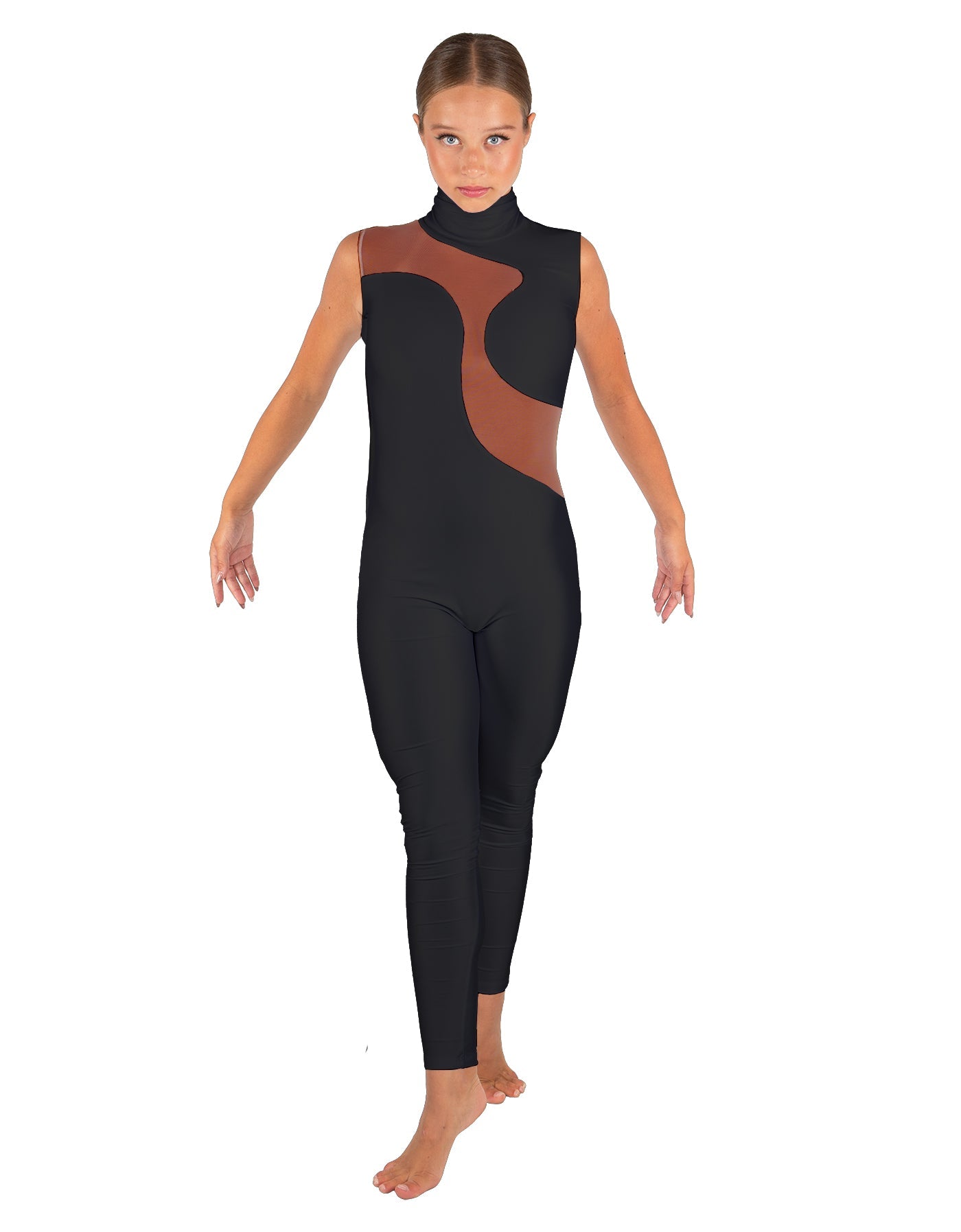 Solid Lycra Shadows Sleeveless TNeck Unitard