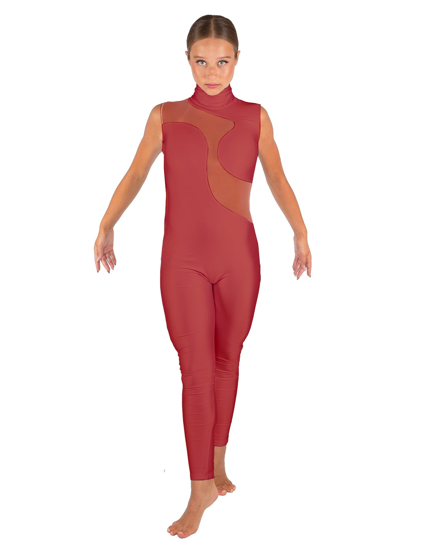 Solid Lycra Shadows Sleeveless TNeck Unitard