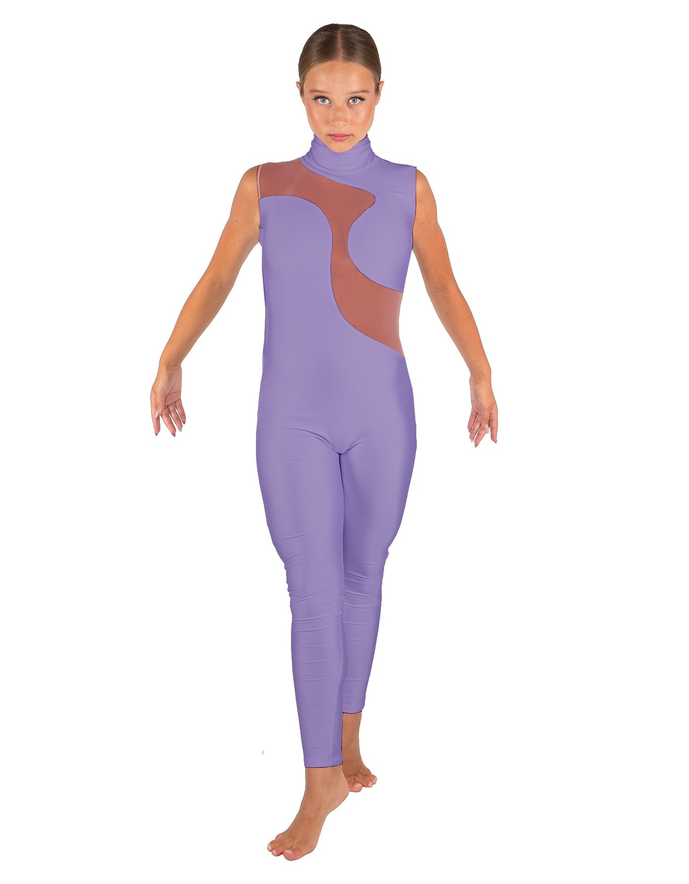 Solid Lycra Shadows Sleeveless TNeck Unitard