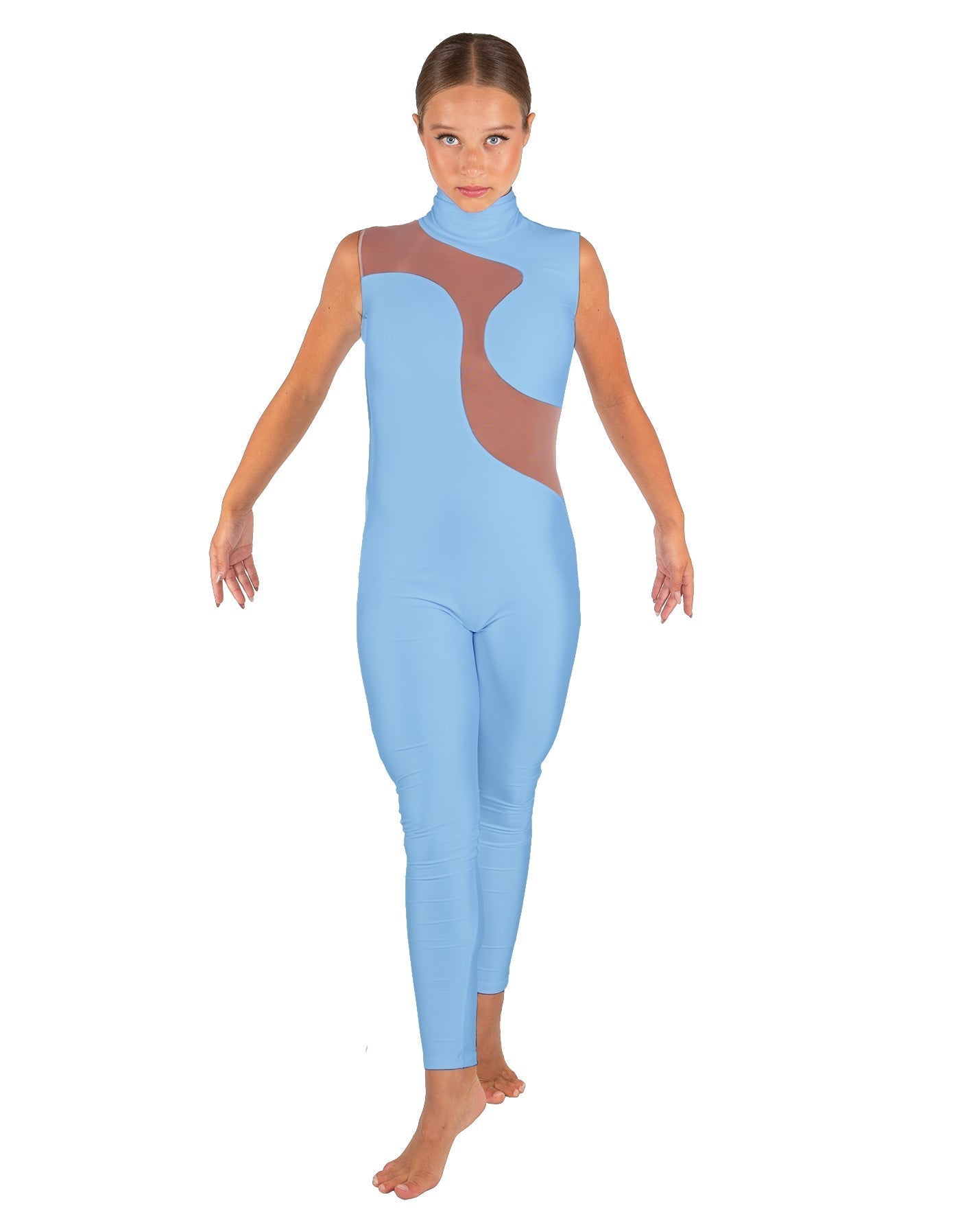 Solid Lycra Shadows Sleeveless TNeck Unitard